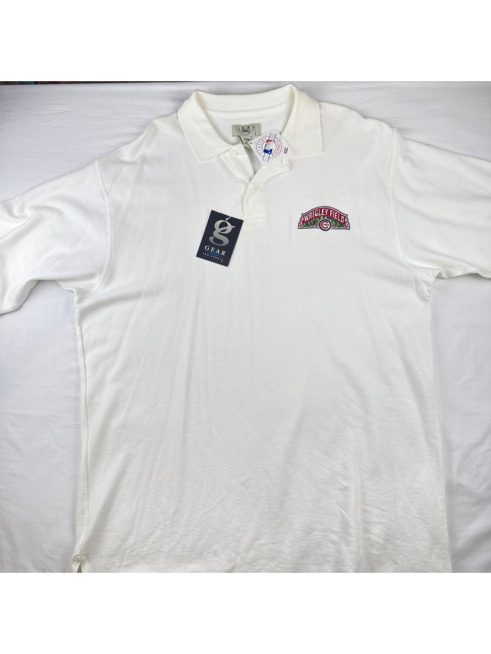 New VINTAGE 90s Gear for Sports Wrigley Field White Polo Shirt XXL Cotton